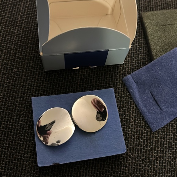 Avon Jewelry - Avon Silvertone Sculpted Button Earrings 2002